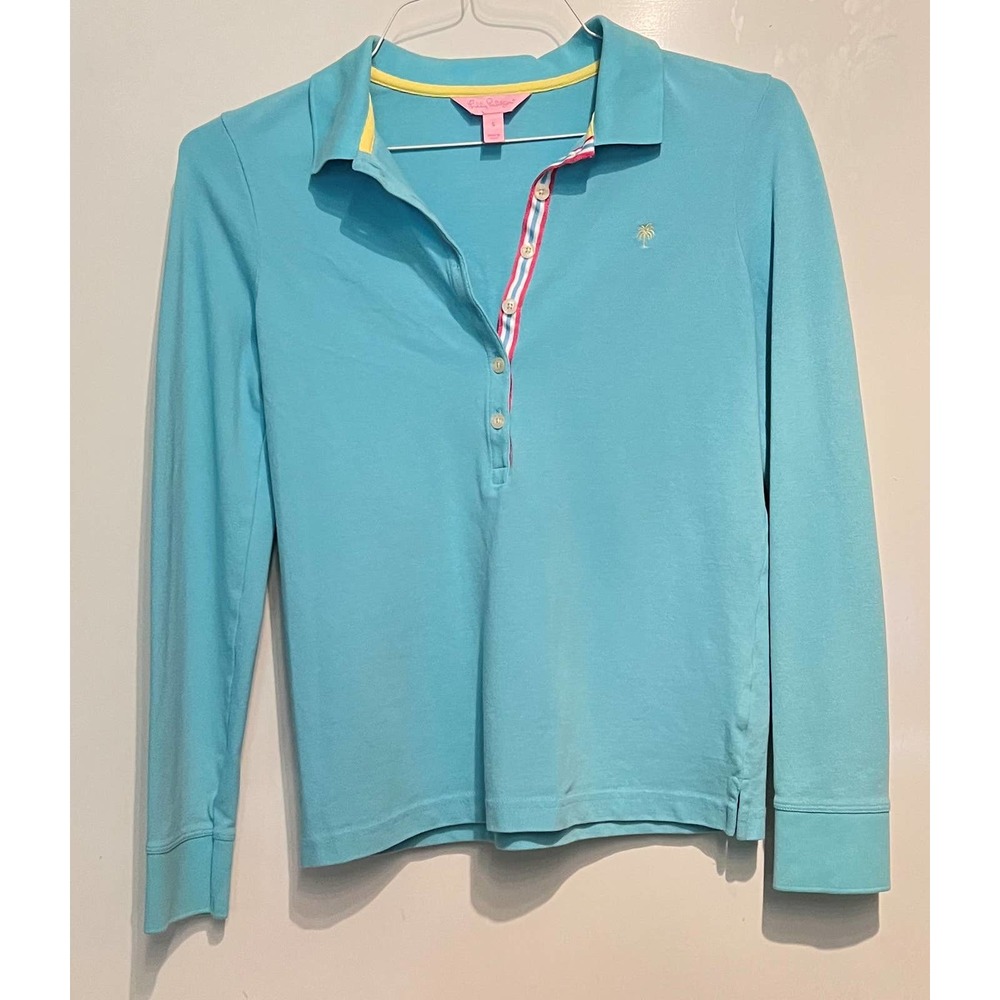 Lilly Pulitzer Golf Turquoise Short Polo Shirt Size S